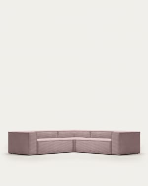 Blok 4-seater corner sofa thick pink corduroy 290 x 290 cm
