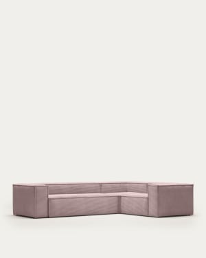 Blok 4-seater corner sofa thick pink corduroy 320 x 230 cm / 320 x 230 cm