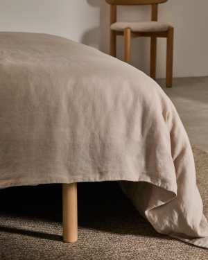 Ise bed base leg made of solid beech wood with a natural tone finish