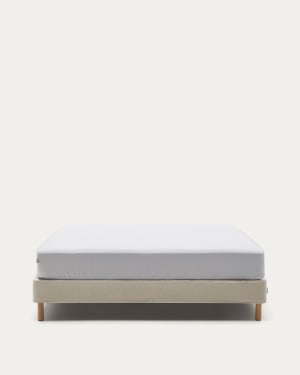 Ofelia base with ecru removable cover and solid beech wooden legs for a 160 x 200 cm mattress