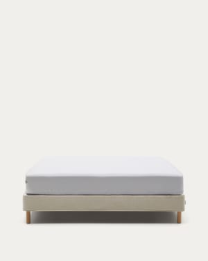Ofelia base with ecru removable cover and solid beech wooden legs for a 150 x 190 cm mattress FSC Mix Credit