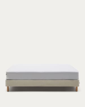 Ofelia base with ecru removable cover and solid beech wooden legs for a 180 x 200 cm mattress FSC Mix Credit