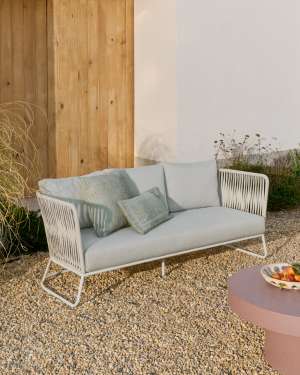 3-Sitzer-Outdoor-Sofa Saconca aus Seil und grau verzinktem Stahl 189 cm
