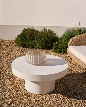 Aiguablava runder Couchtisch aus Zement in Weiß Ø 90 cm