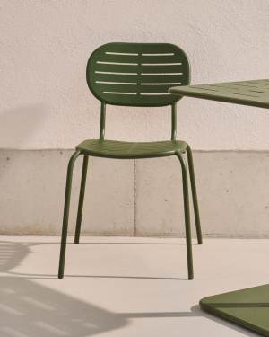 Brai stackable outdoor chair in green galvanised steel