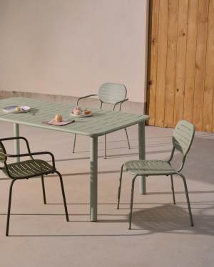 Brai outdoor table in turquoise galvanised steel 180 x 90cm