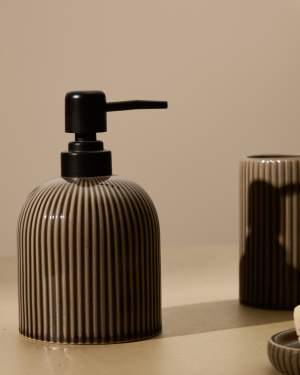 Selime brown stoneware soap dispenser