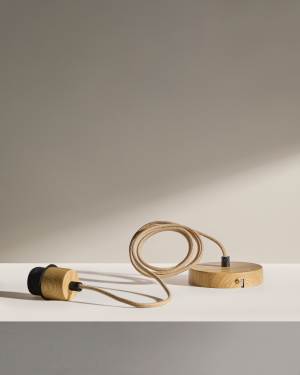 Montuur voor lamp Kaede van metaal met houteffect afwerking 150 cm