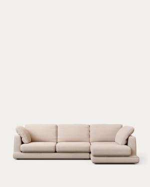 Gala 4-seater sofa with right chaise longue beige, 300cm