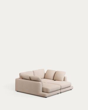 Gala 3-seater sofa with double chaise longue beige, 210cm