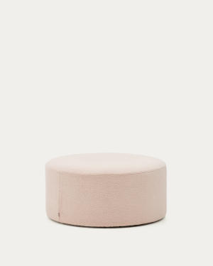 Kaeli footrest with removable cover in pink bouclé Ø 90 cm