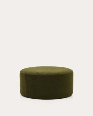 Kaeli footrest with removable cover in green bouclé Ø 90 cm