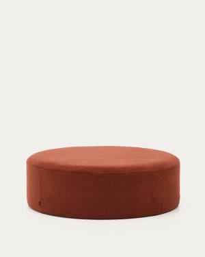 Kaeli footrest with removable cover in terracotta bouclé Ø 120 cm