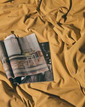 Sifinia mustard duvet and pillow cover set, 100% cotton percale fringes, 90 cm bed