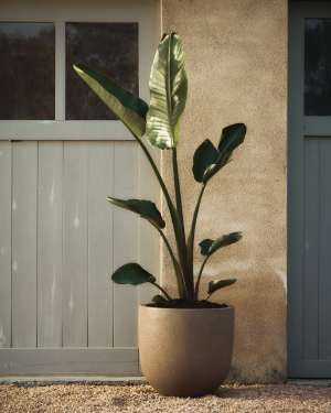 Selvi set of 2 planters with light brown stone effect Ø 37cm