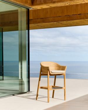 Tabouret Galea en bois de teck et rotin synthétique 75 cm FSC 100 %