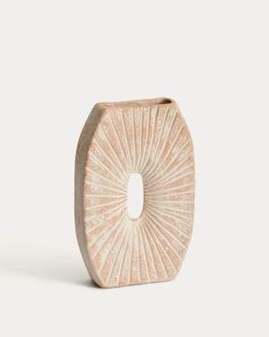 Valura vase in pink and beige papier-mâché 31 cm