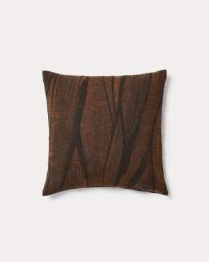 Frilo cushion cover in brown cotton and linen jacquard 50 x 50 cm