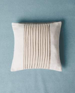 Zoren beige pleated 100% linen cushion cover 50 x 50cm