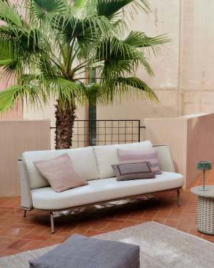 Outdoor-3-Sitzer-Sofa Sedalis aus Aluminium und taupefarbenem Seil 210 cm
