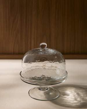 Sileia transparent recycled glass cake plate