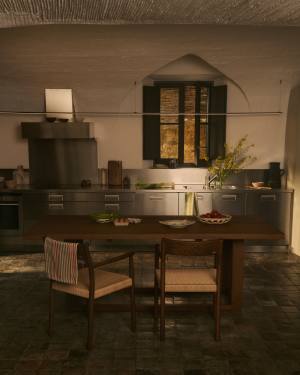 Καρέκλα Yalia από μασίφ δρυ σε φινίρισμα καρυδιάς και κάθισμα από σκοινί. FSC 100%