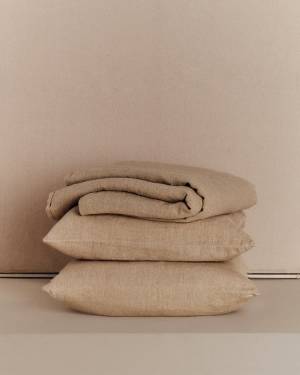 Κλινοσκεπάσματα Tandi 100% λινό μπεζ για κρεβάτι 90/135 εκ.