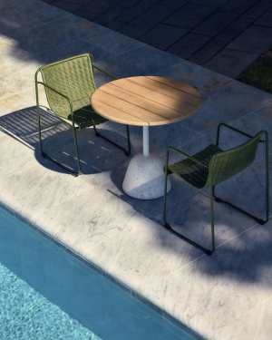 Tavolo Saura in terrazzo bianco con piano in terrazzo bianco 75 x Ø70