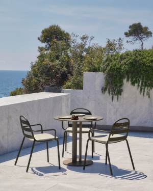 Tavolo rotondo da esterno Sedalis in acciaio con piano in alluminio tortora Ø 80 cm