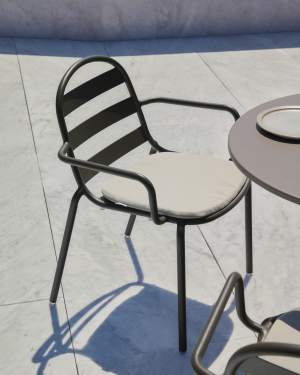 Joncols stackable outdoor aluminium chair with a powder coated grey finish