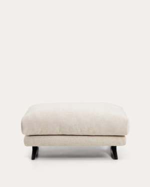 Veliro voetenbankje in beige chenille met zwarte stalen poten 85 x 90 cm FSC Mix Credit