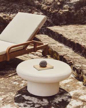 Salontafel Addaia van wit cement Ø90 cm