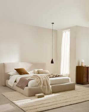 Ecru Blok bed with removable covers for 180 x 200 cm mattress FSC Mix Credit