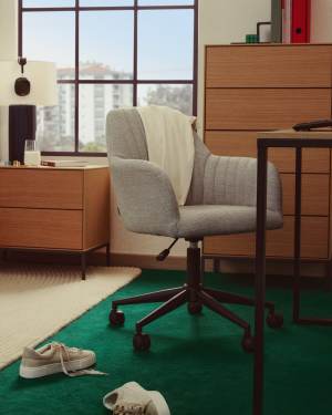 Madina light grey office chair and legs made of steel in matt black