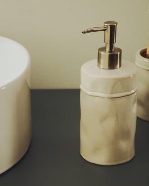 Savel Gray Stoneware Soap Dispenser