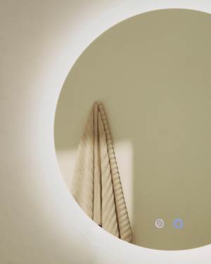 Mervi round bathroom mirror with LED light and anti-fog Ø 60cm