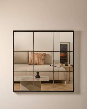Ulrica black metal wall mirror 80 x 80 cm