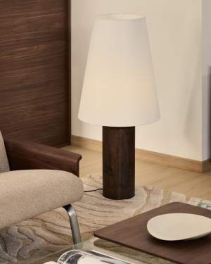 Marga floor lamp made from solid rubber wood with dark finish