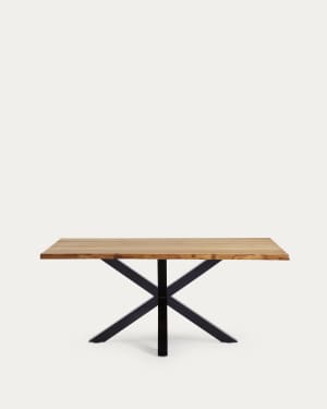 Argo oak veneer table with natural finish and steel legs with black finish 160 x 90 cm