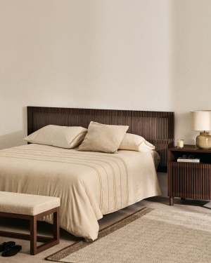 Beyla solid ash wood headboard with walnut finish for a bed up to 180 cm FSC 100%