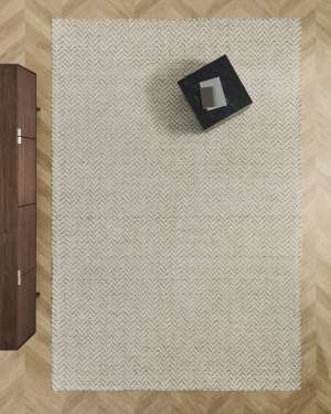 Calira beige woven jacquard wool rug 300 x 200cm