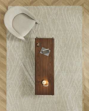 Selira beige wool rug with embroidered effect 300 x 200cm