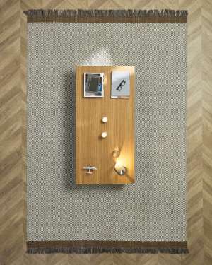 Tapis Brina en laine jacquard à chevrons beiges 300 x 200 cm