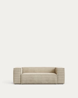 Blok fire-retardant 2-seater sofa in thick ecru corduroy 210cm FSC Mix Credit