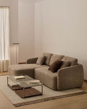 3-Sitzer-Bettsofa Laira in taupefarbener Chenille und Chaiselongue links, 246 cm, FSC Mix Credit