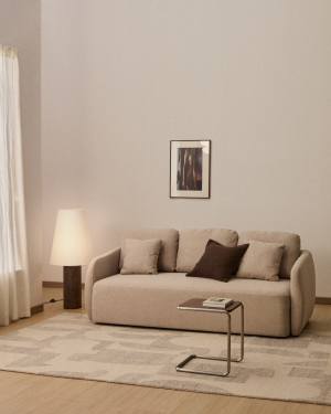 Laira 3-seater sofa bed in beige chenille 218cm FSC Mix Credit