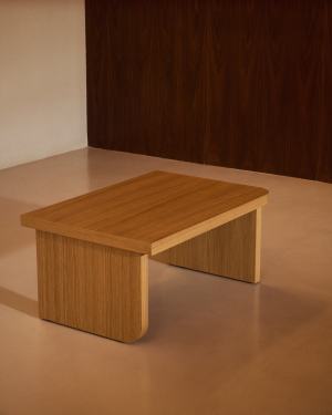 Oaq coffee table in oak wood veneer with natural finish, 89 x 62 cm FSC Mix Credit