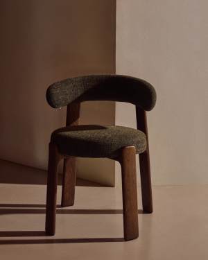 Sedia Granite in ciniglia verde e legno massello di frassino con finitura noce FSC 100%