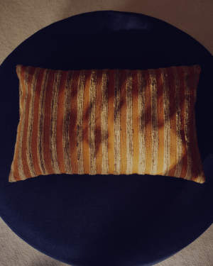 Dorevi orange striped silk blend jacquard cushion cover 40 x 60cm