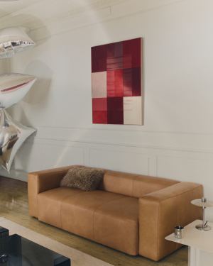 Blok brown leather 2-seater sofa 210 cm